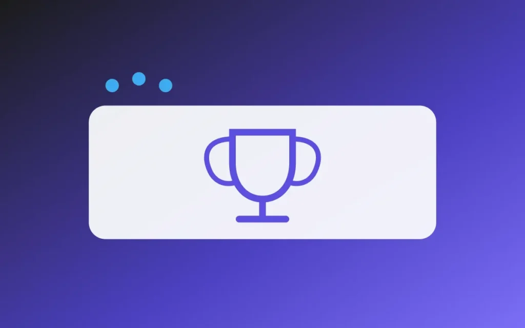 A trophy cup drawn slightly off-centre, on a violet gradient