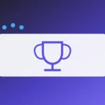 A trophy cup drawn slightly off-centre, on a violet gradient