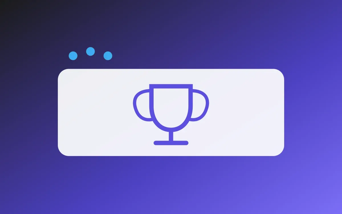 A trophy cup drawn slightly off-centre, on a violet gradient